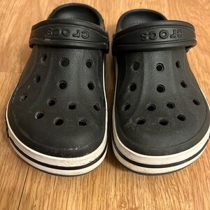 Kids Crocs slip ons  black/ white size 12
